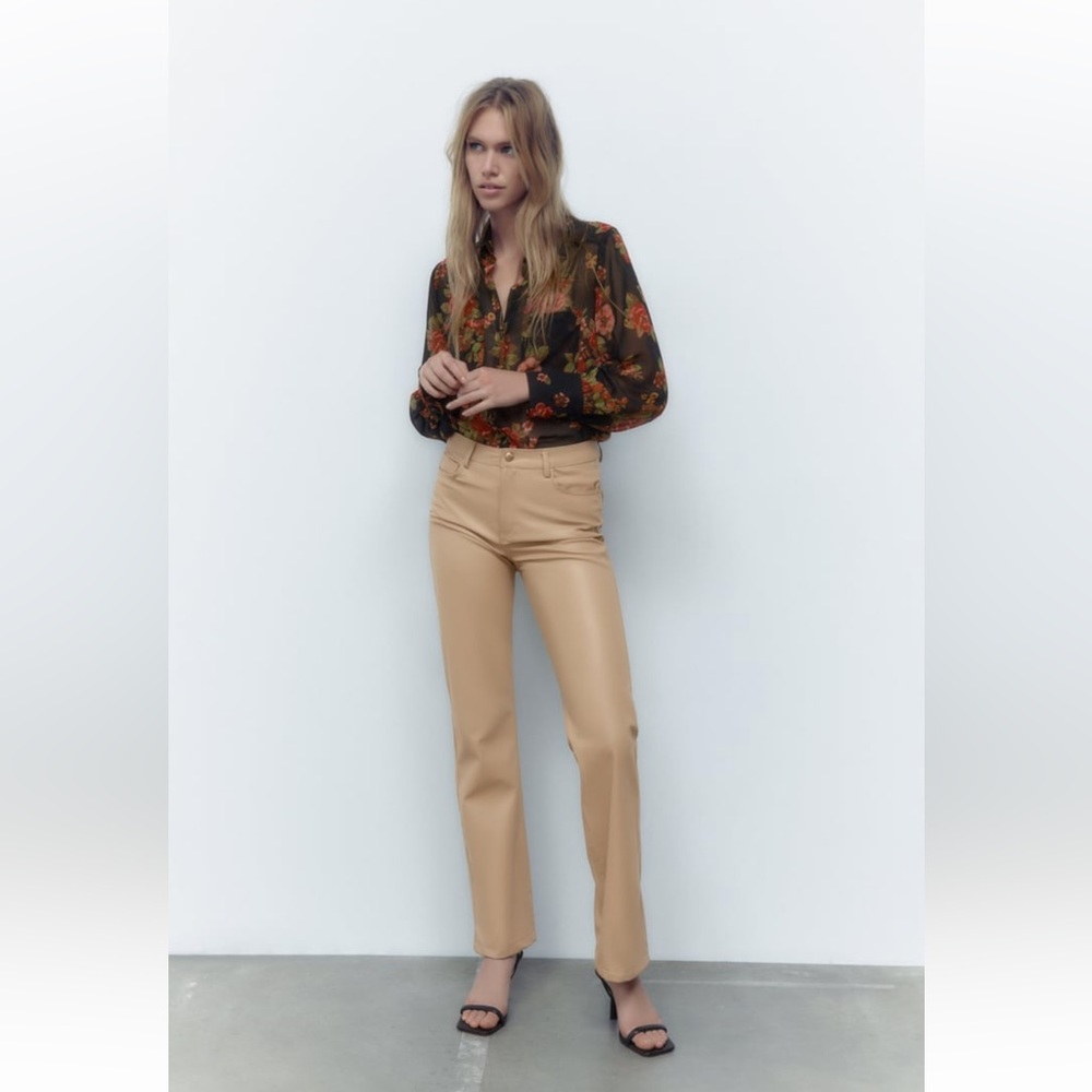 NWT Zara straight leg faux leather pants